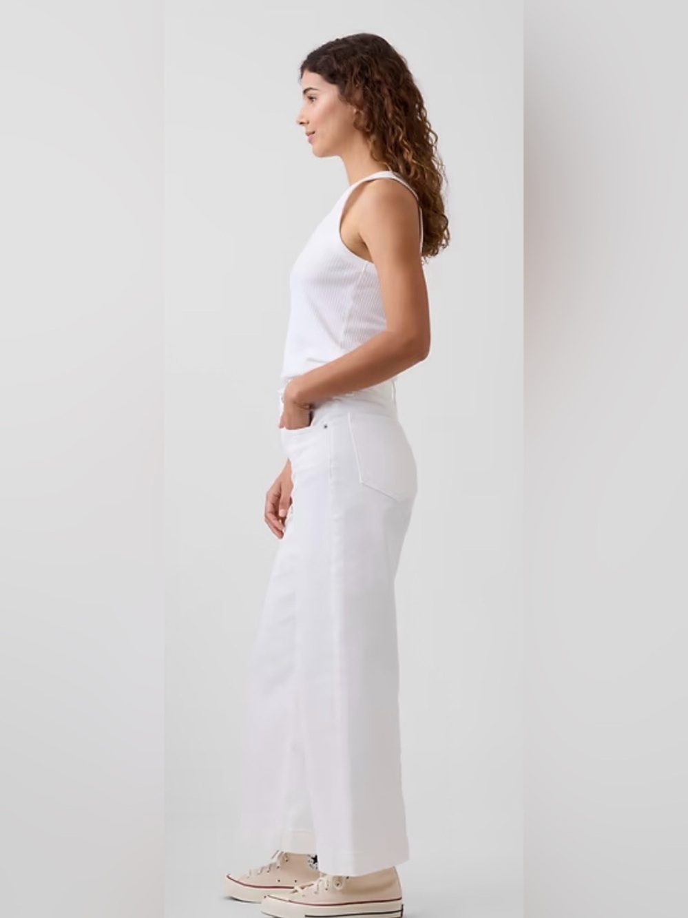 GAP Factory White High-Rise Wide-Leg Crop Jeans - Picture 3 of 13